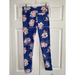 Seafolly Blue Floral Leggings Size Small Athleisure Workout Run